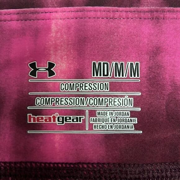 Under Armour Hot Pink/Burgundy Tie Dye Pattern Cropped Compression Leggings- Med - Picture 9 of 10